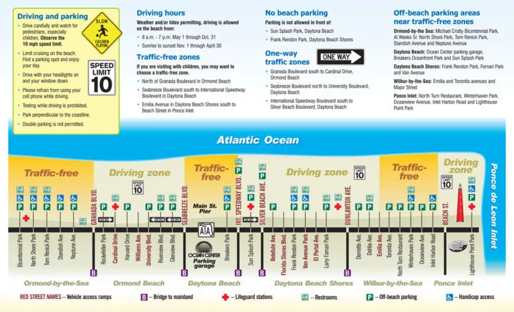  Map: Where you can drive on the beach in Daytona Beach.