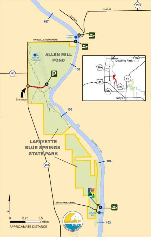 Map of Lafayette Blue Springs State Park