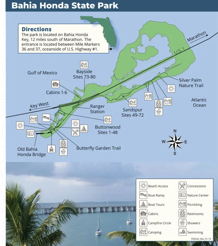 Map of Bahia Honda State Park on Big Pine Key