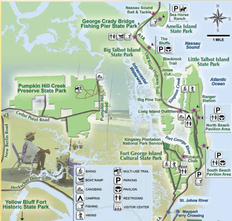 Map of Talbot Islands, including Little Talbot State Park and Big Talbot State Park.