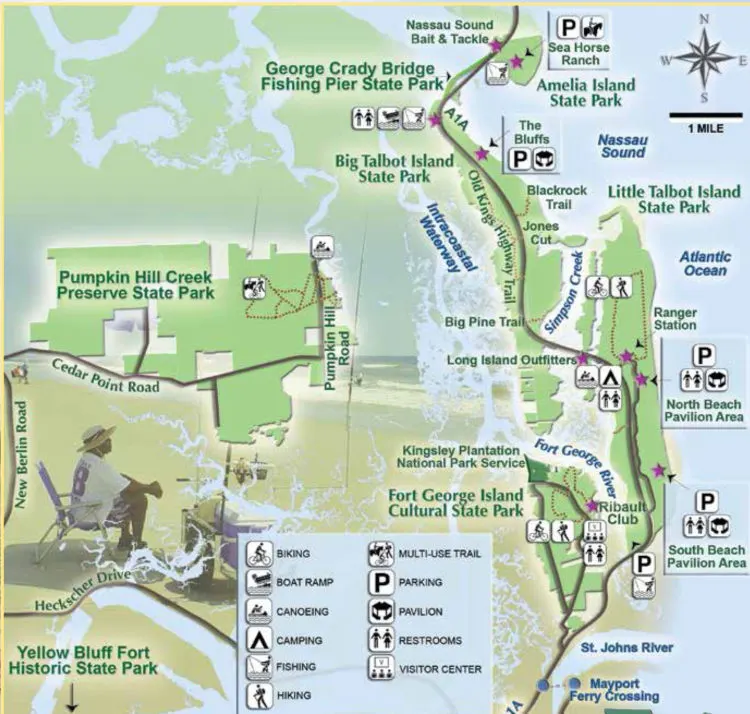Map of Talbot Islands, including Little Talbot State Park and Big Talbot State Park.