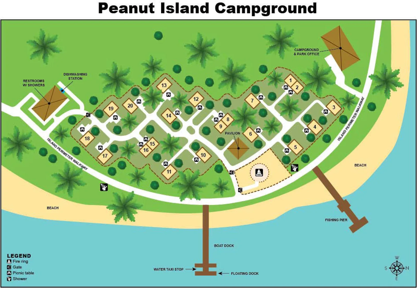 Map of Peanut Island campground