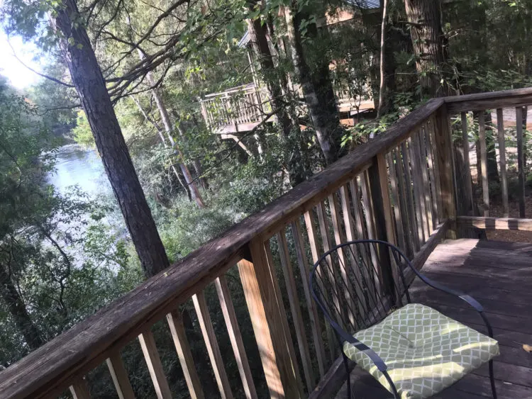Our Adventures Unlimited cabin was built on stilts so the view from the balcony was of treetops and Coldwater Creek. The eco-resort is near Milton FL. (Photo: Bonnie Gross)