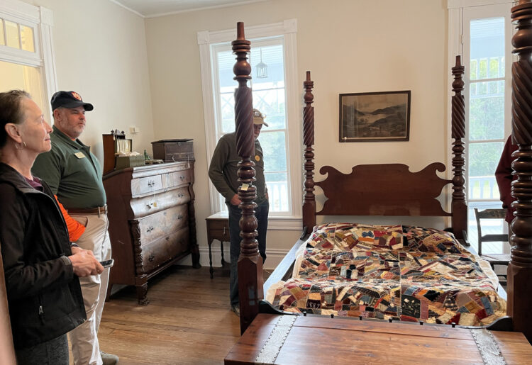 On the second floor of Chinsegut Hill, much of the furnishings belonged to the Raymond and Margaret Dreier Robins, including this antique rope bed. (Photo: Bonnie Gross)