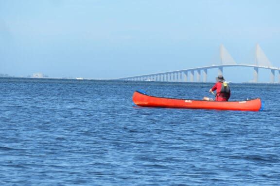Emerson Point Preserve in Palmetto: paddling a canoe in the Terra Ceia Bay with spectacular views of the Sunshine Skyway Bridge. (Photo: David Blasco)