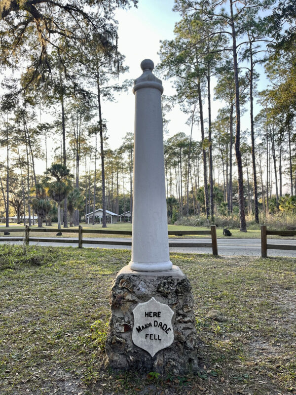Marker in peaceful Dade Battlefield Historic State Park. (Photo: Bonnie Gross)