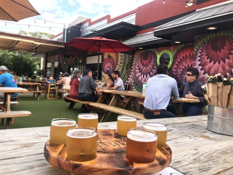 Things to do in Melbourne Florida: The beer garden at Intracoastal Brewing Company in the Eau Gallie Arts District in Melbourne. (Photo: Bonnie Gross)