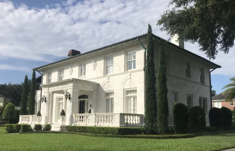 #7 on the tour of historic homes of Riverside Avondale Park: The Marble House (Bryson Residence) - 1704 Avondale Ave. The "Marble House" has been impressing people since it was completed in 1928 at a cost of over $70,000. The exterior veneer is all white marble from Georgoe. It has a Mediterranean Revival style with classical elements. Information courtesy: Jacksonville's Architectural Heritage-Landmarks for the Future.