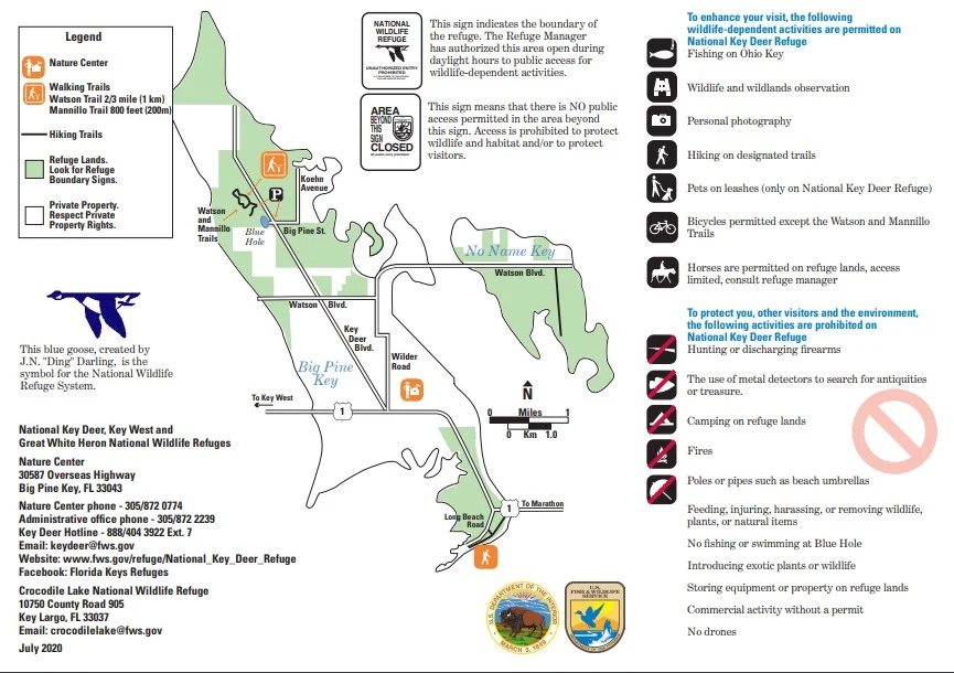 Map of Key Deer refuge in Florida Keys