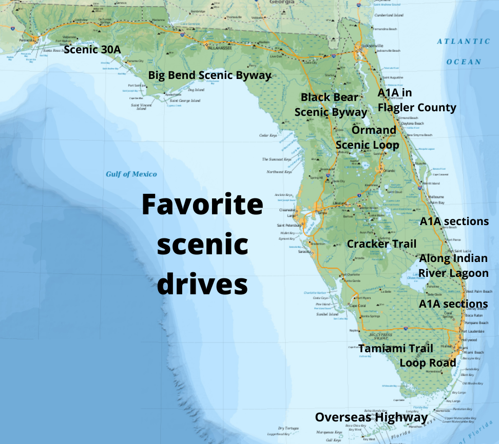 Map of Florida scenic drives. (Florida Rambler)