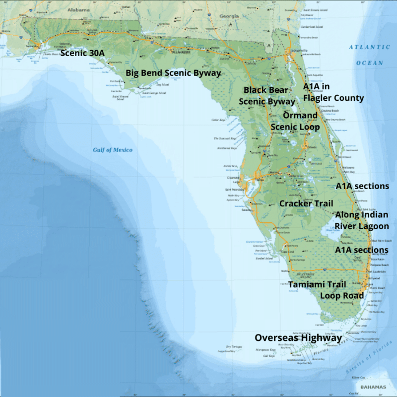 map of florida scenic drives