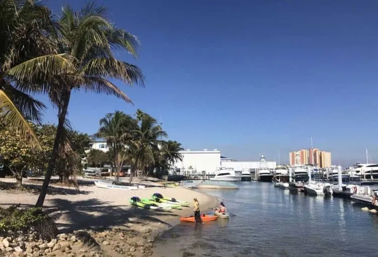 Peanut Island is an easy kayak paddle from here, the paddlecraft launch area of the Riviera Beach marina. (Photo: Bonnie Gross)