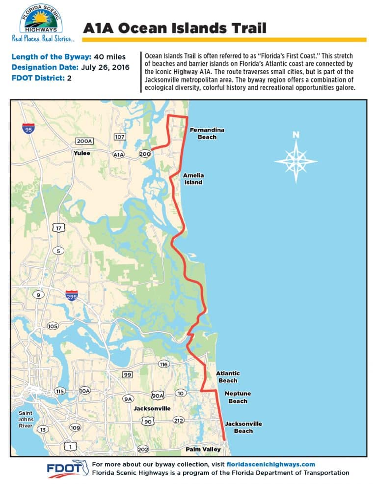 A1A Ocean Islands Trail takes you on a scenic byway along North Florida coast 1 Map of A1A Oceans Trail