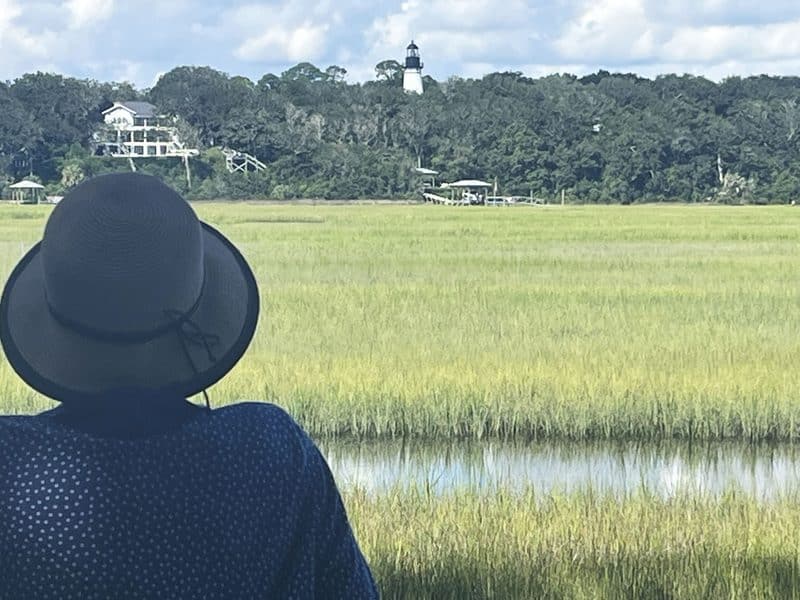 A1A Ocean Islands Trail takes you on a scenic byway along North Florida coast 16 From inside Fort Clinch State Park, there is a pretty overlook where you look across the green expanse of Egan's Creek to see the island's lighthouse in a residential neighborhood. (Photo: Bonnie Gross)
