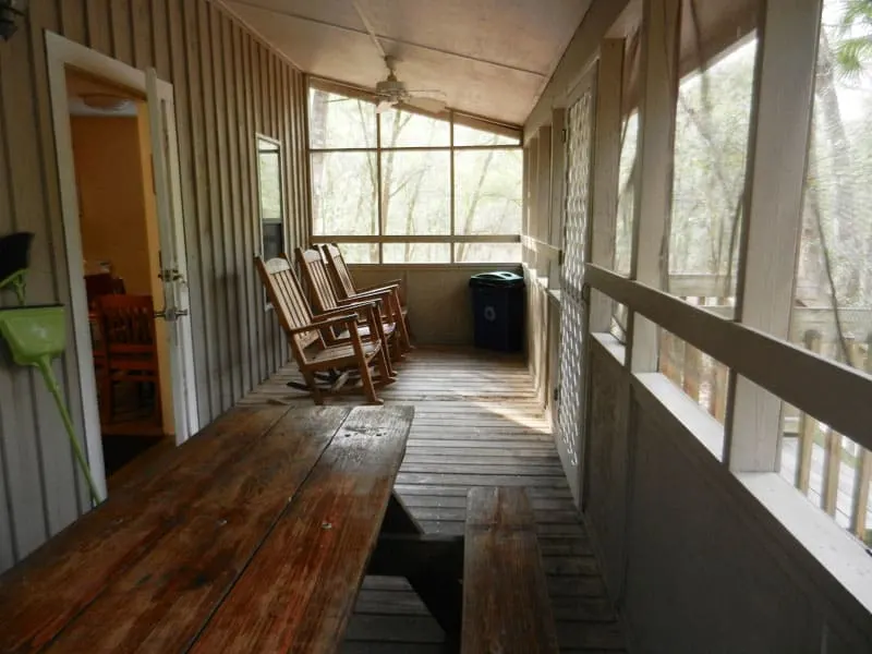 Blue Spring cabins have big screened porches.