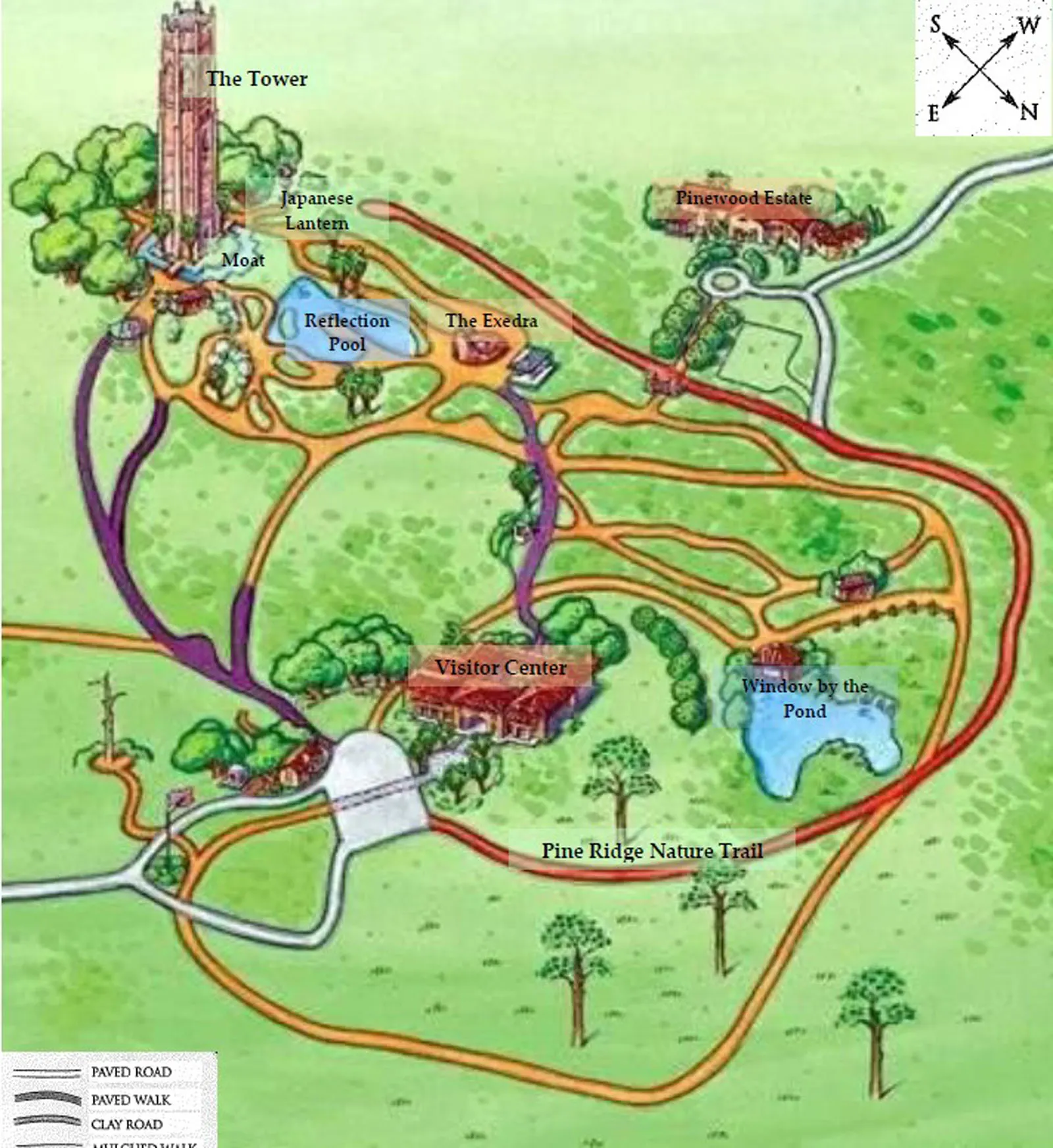 Map of Bok Tower Gardens in Lake Wales.