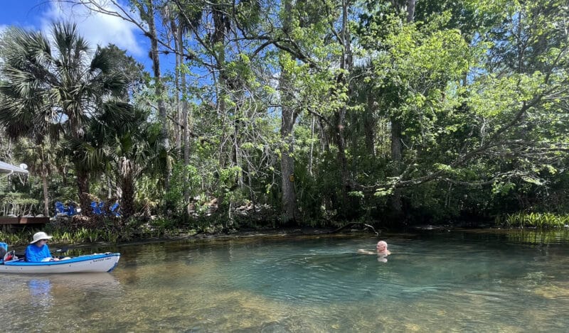 'Springs break:' 3 springs, 3 days; kayaking Florida's sparkling jewels 3 On a Chaz, one member of our group took at dip at spring at the end of Crab Creek. (Photo: Bonnie Gross)