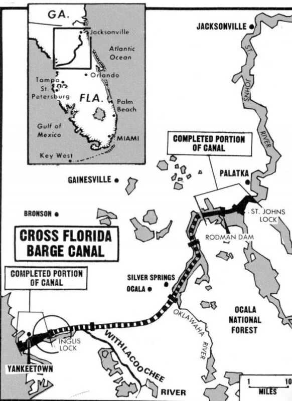 cross florida barge canal ocklawaha river map