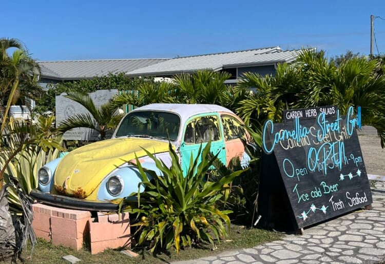 Take a perfect trip to Everglades City 17 When you see the old VW bug by the side of the road, you know you've found Camellia Street Grill, a restaurant on the Barron River with a fun atmosphere and good food. (Photo: Bonnie Gross)