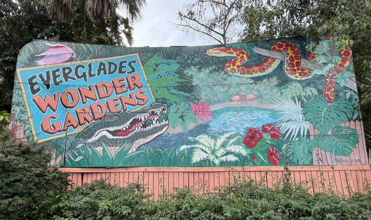 Everglades Wonder Gardens in Bonita Springs. The sign out front is a nod to the signs and postcards of the era in which it first opened. (Photo: Bonnie Gross)