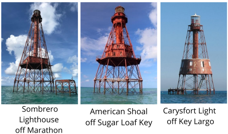 Three lighthouses being auctioned in the Florida Keys. 