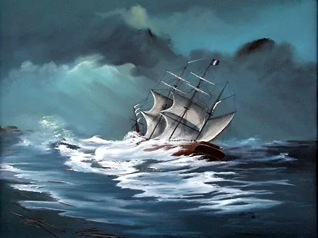 Artist's version of the sinking of the Georges Valentine in 1904. 
