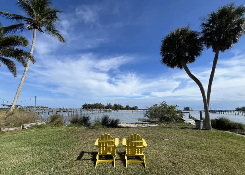 Sebastian: An old Florida river town and great base for kayaking and exploring 1 The Indian River Lagoon, a shallow estuary, requires long docks for boats because of its shallowness. We loved the opportunity to walk out on these docks and watch for wildlife, which was plentiful. This was the grounds at the cottage in which we stayed, Island View Cottages.