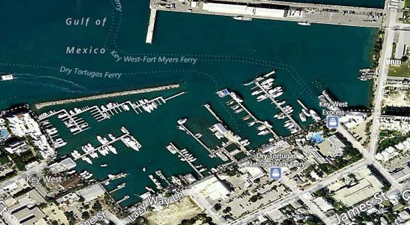 Aerial view of Key West Seaport.