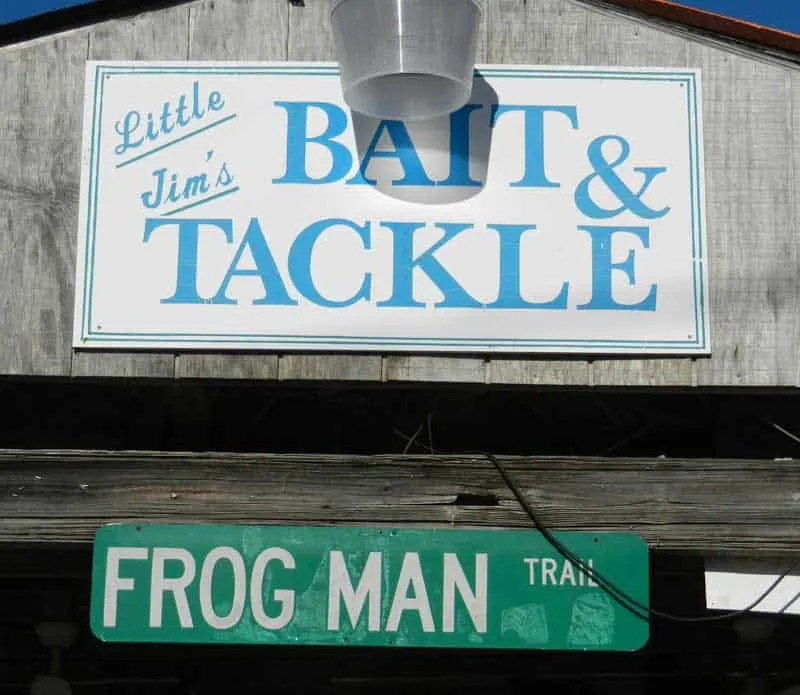 Little Jim's Bait & Tackle sign on scenic drive along the Indian River Lagoon