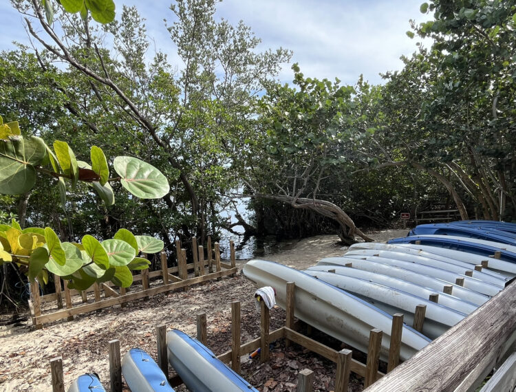 Launch site for the kayak rentals at MacArthur Beach State Park. A similar launch site for kayaks belonging to visitors is located near the parking lot. (Photo: Bonnie Gross)
