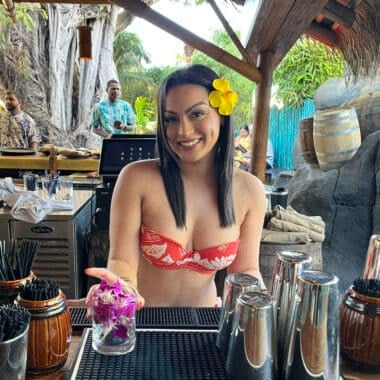 Bartender at Mai-Kai's new exterior Bora Bora bar. (Photo: Bonnie Gross)
