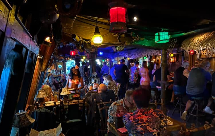 Our favorite way to visit the historic Mai-Kai restaurant: Come for happy hour; see the gardens 8 It's like stepping back in time: The Molokai bar is unchanged from how it looked in the past. (Photo: Bonnie Gross)