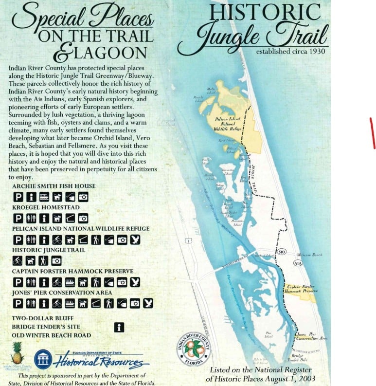Historic Jungle Trail is an unpaved road to explore original Florida 9 Map of Historic Jungle Trail in Vero Beach