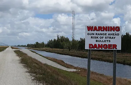 This warning sign, on the levee running north from Markham Park, prompted us to take the other levee trail.