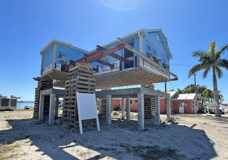 Matlacha is a delightful Gulf spot bouncing back from devastating hurricane 3 A scene typical of Matlacha in 2026: a house being placed on stilts on a lot scraped clear. (Photo: Bonnie Gross)