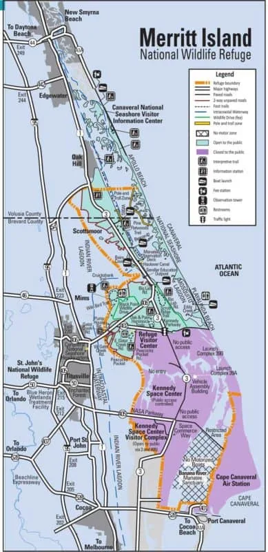 Map of Merritt Island National Wildlife Refuge