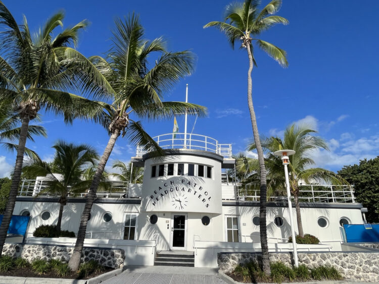Miami Beach Architectural District: Right behind the Art Deco Welcome Center, the Beach Patrol Headquarters is a perfect example of Art Deco. The 1934 design looks like a ship, with signature Deco details like portholes and ship rails. (Photo: Bonnie Gross)