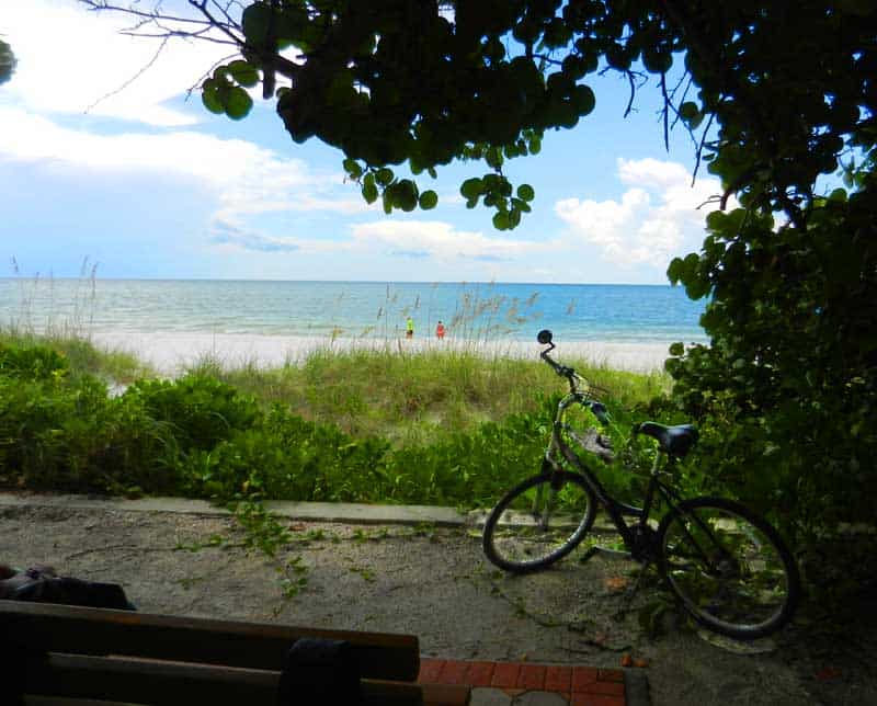 A pocket park in Naples, Fl that provides beach access plus a shady bench with a great view.