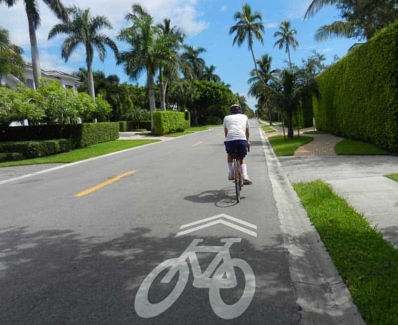 A bike lane in Naples, Fl, that gives you access to beaches that feel exclusive.