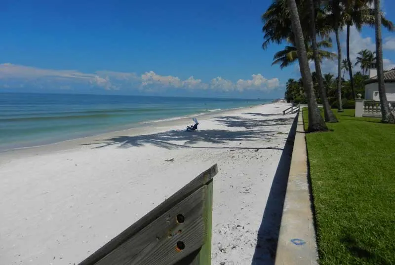 Things to do in Naples, Florida: This empty Naples beach can be accessed by a pocket park.  Use a bike to explore the small pocket parks along the fabulous beach. (Photo: Bonnie Gross)