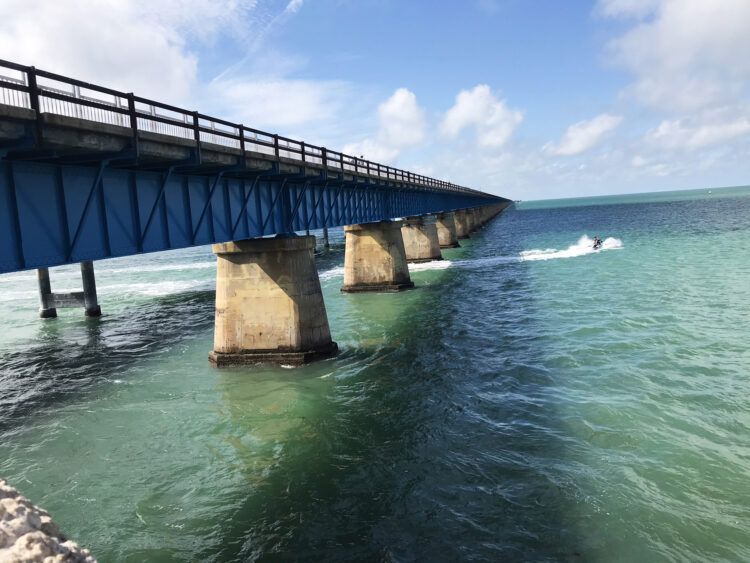 Old Seven Mile Bridge: When you visit, be sure to notice the rusting rails from Flagler's railroad that were repurposed as the original guardrails. They are on the outside of the bridge. New, safer guardrails are on the inside. (Photo: Bonnie Gross)