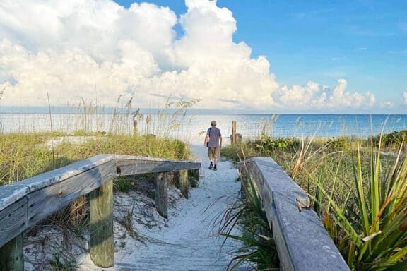 Morning walk on Pass-A-Grille Beach. (Photo by Bonnie Gross)