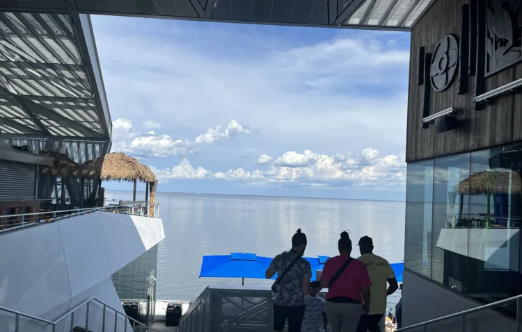 From the open-air bar atop the restaurant Teak at the end of the St. Pete Pier, the view in one direction is of Tampa Bay and sky. (Photo: Bonnie Gross)