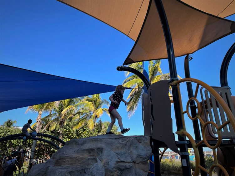 Things to do with kids in Fort Lauderdale area: The playground at Pompano Beach has plenty of shade. (Photo: Erin Blasco)