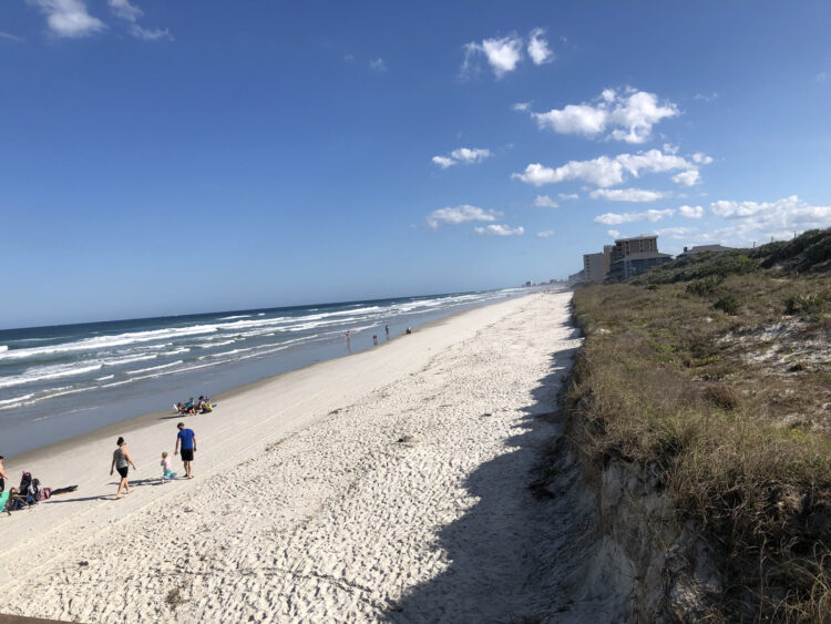 Without vehicular traffic or high rises along it, the beach in the Ponce Preserve Park is a great place to walk or sit on the sand. (Photo by Deborah Hartz-Seeley)
