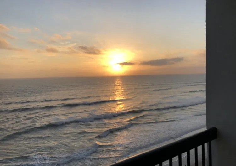 The view from my hotel balcony in the early morning. (Photo by Deborah Hartz-Seeley)