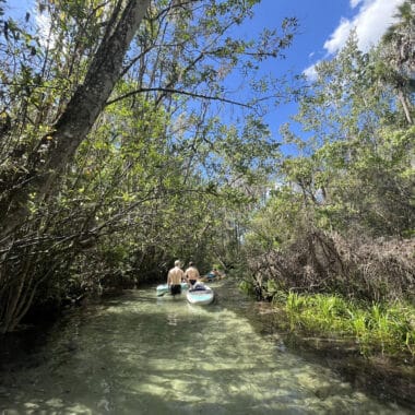 A very fun side trip on the Rainbow River is to paddle or wade up Indian Creek, a clear spring-fed stream with white sandy bottom. It can get crowded, so go early or on weekdays. (Photo: Bonnie Gross)