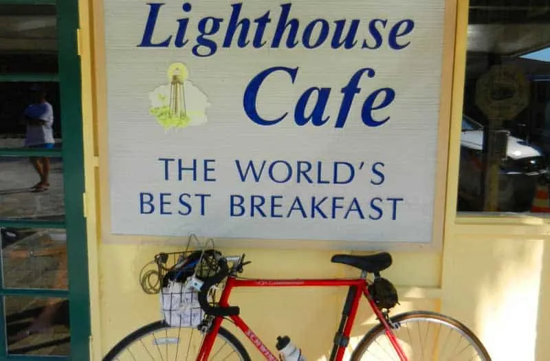 Biking Sanibel Island: Lighthouse Cafe is a good way to start the day.
