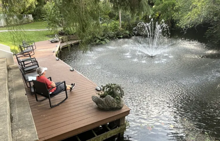 One of five fountains on the grounds of the Shangri-la Springs hotel and spa is called the Creekside Relaxation Area on Oak Creek. (Photo: David Blasco)