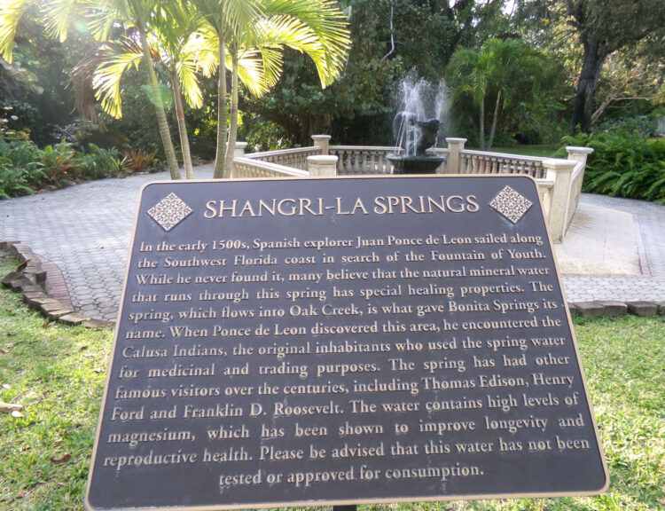 The original spring that gave the area its name is on the grounds of Shangri-la Springs and is marked with this sign. (Photo: David Blasco)